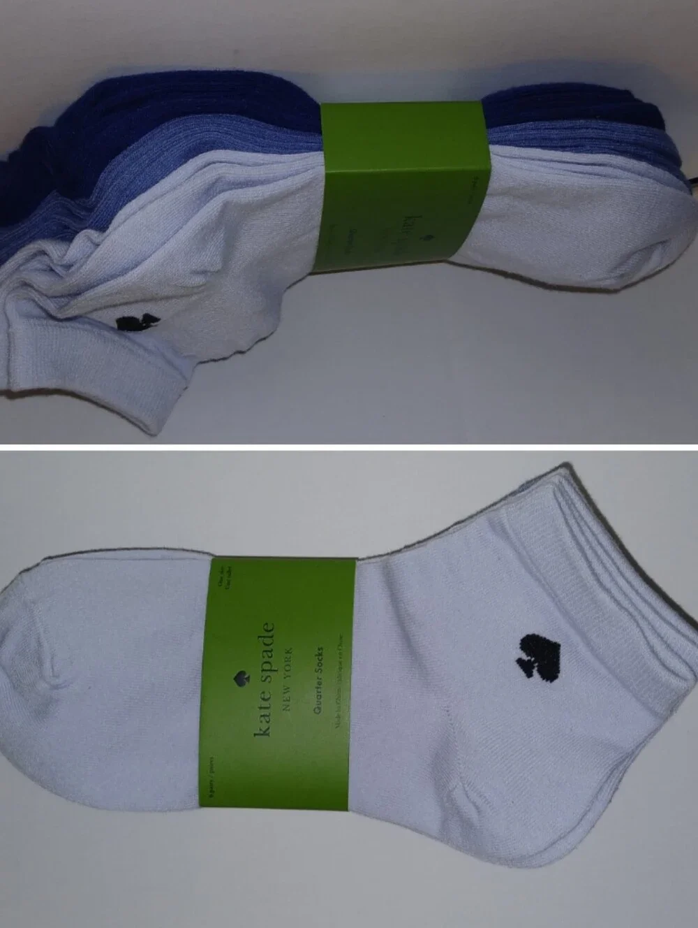 6 Pairs! kate spade new york Embroidered Logo Quarter Socks, Blue